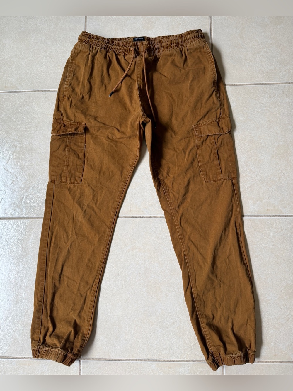 Buffalo David Bitton Men's Cargo Jogger Pants Size 34 Brown Cotton Drawstring